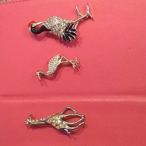 Set of 3 Animal Brooches
